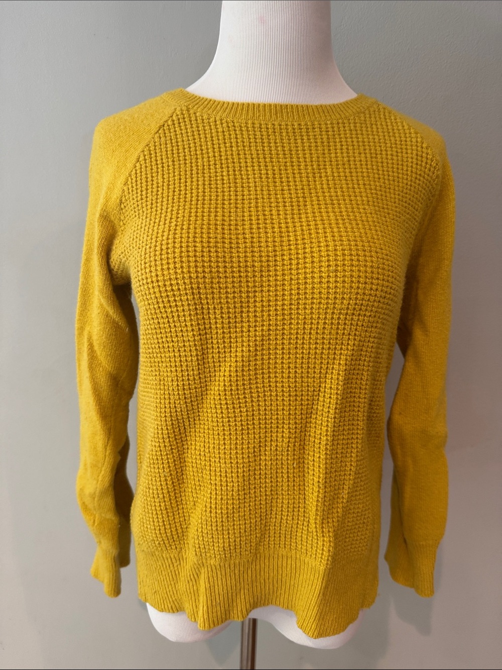 Vintage Jcrew  waffle-knit Crewneck  Sweater -mustard yellow  -Large